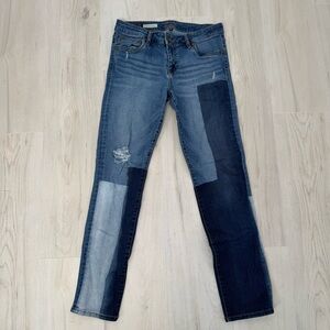 Kut from the Kloth Catherine Boyfriend Blue Patchwork Straight Leg Jeans size 6